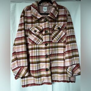 Kenzie Pink Plaid Button-Up Jacket